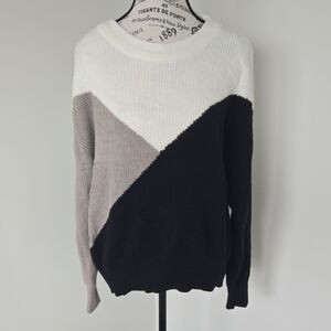 Sophie Rue Tri-Tone Sweater - Black, Gray, and White